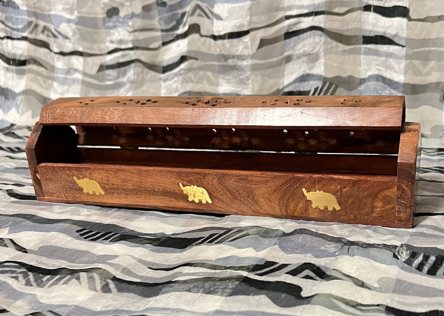 Incense Wooden Coffin Box - Elephant