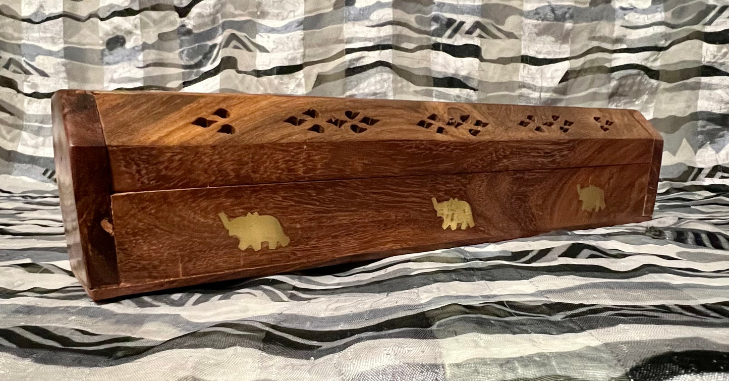 Incense Wooden Coffin Box - Elephant